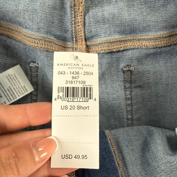 American Eagle Women's Wide Leg Jeans Super Stretch 20 Short Blue Wash NWT New - Picture 2 of 10